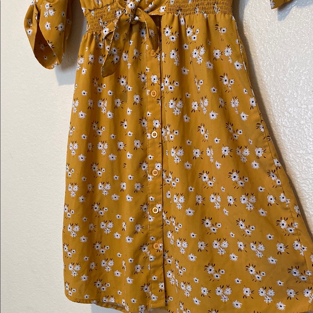 Women’s Mustard Floral Midi Dress Size M - Picture 10 of 11